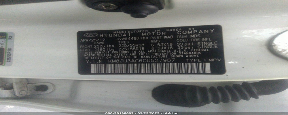 KM8JU3AC6CU527987 2012 HYUNDAI TUCSON photo no. 9