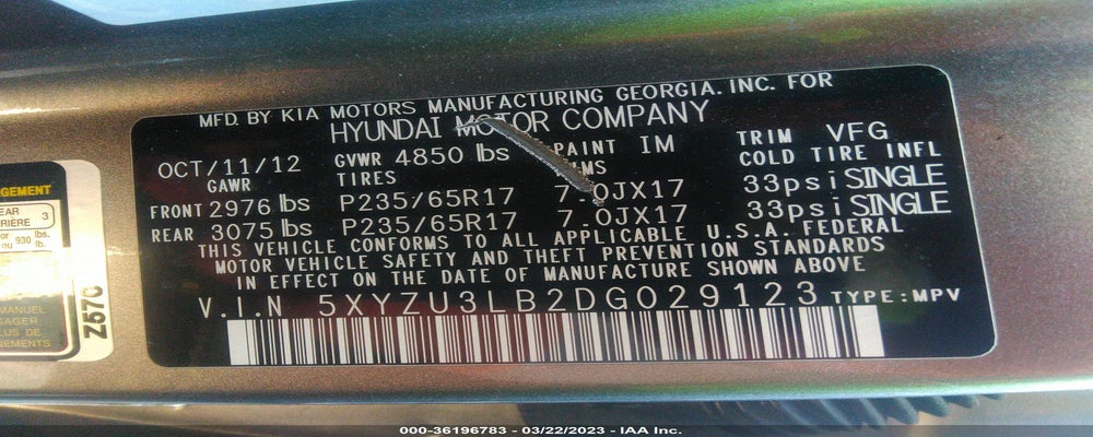 5XYZU3LB2DG029123 2013 HYUNDAI SANTA FE photo no. 9
