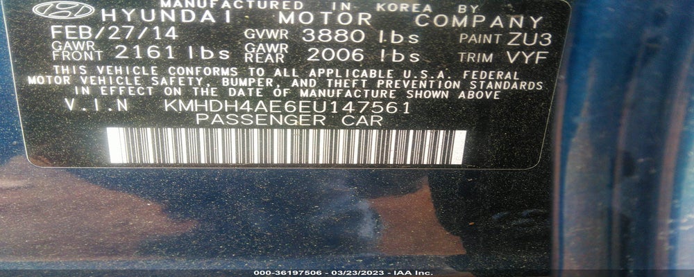 KMHDH4AE6EU147561 2014 HYUNDAI ELANTRA photo no. 9