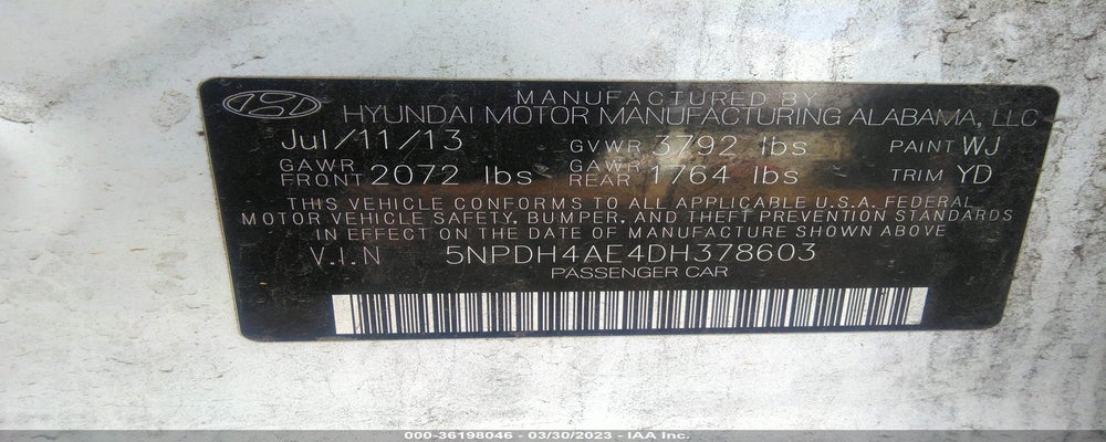 5NPDH4AE4DH378603 2013 HYUNDAI ELANTRA photo no. 9