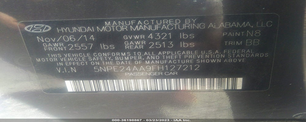 5NPE24AA9FH127212 2015 HYUNDAI SONATA photo no. 9