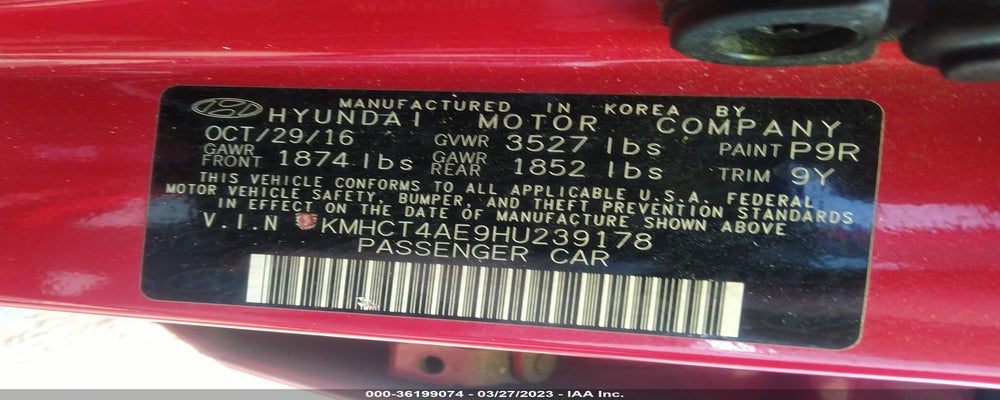 KMHCT4AE9HU239178 2017 HYUNDAI ACCENT photo no. 9