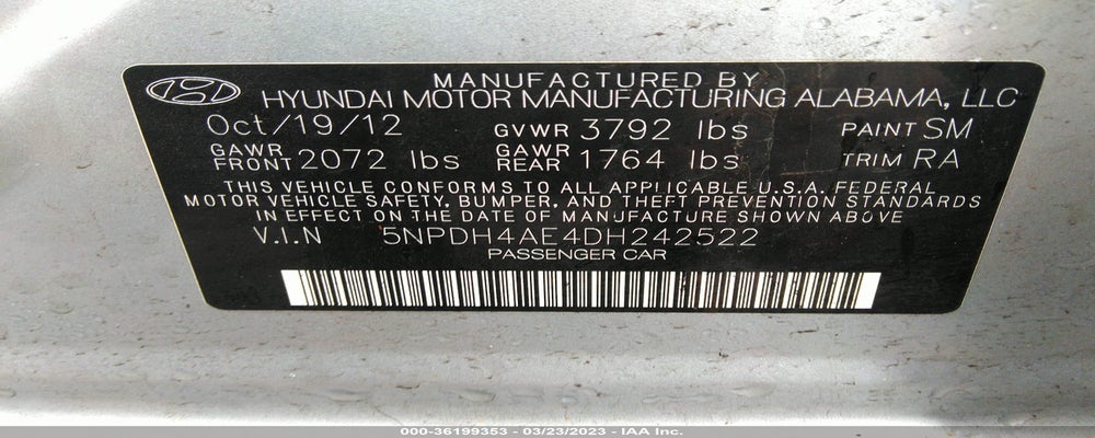5NPDH4AE4DH242522 2013 HYUNDAI ELANTRA photo no. 9
