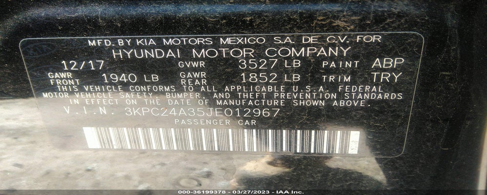 3KPC24A35JE012967 2018 HYUNDAI ACCENT photo no. 9