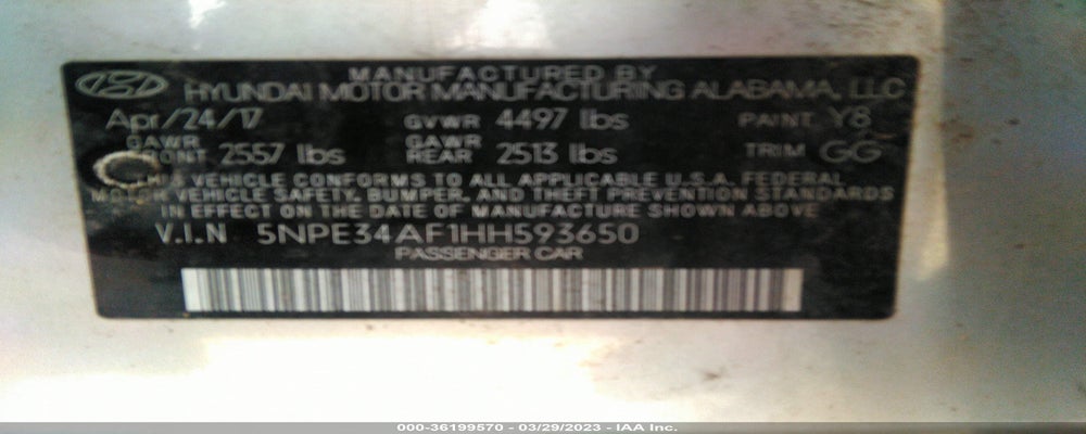 5NPE34AF1HH593650 2017 HYUNDAI SONATA photo no. 9