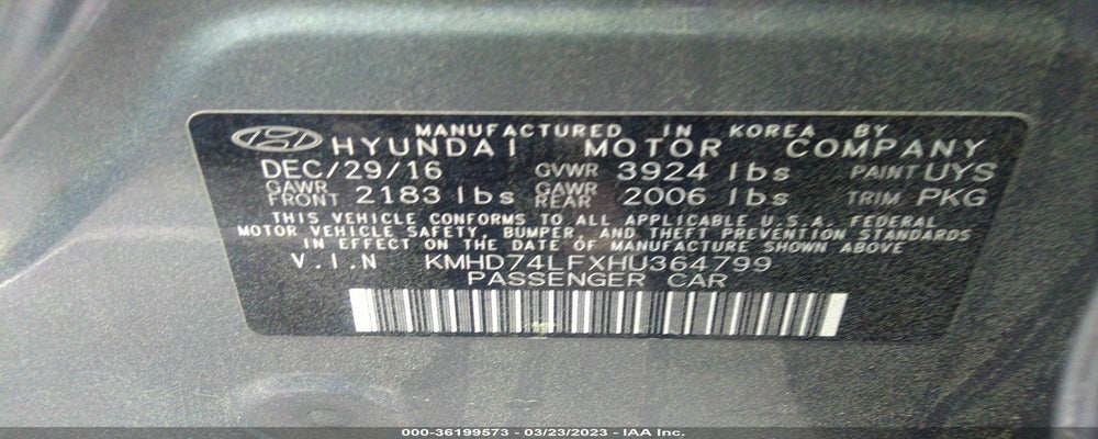 KMHD74LFXHU364799 2017 HYUNDAI ELANTRA photo no. 9