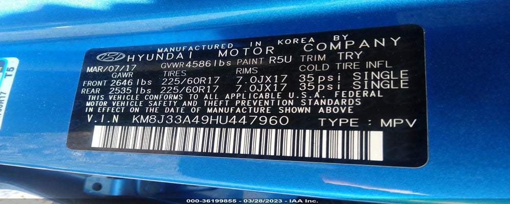 KM8J33A49HU447960 2017 HYUNDAI TUCSON photo no. 9