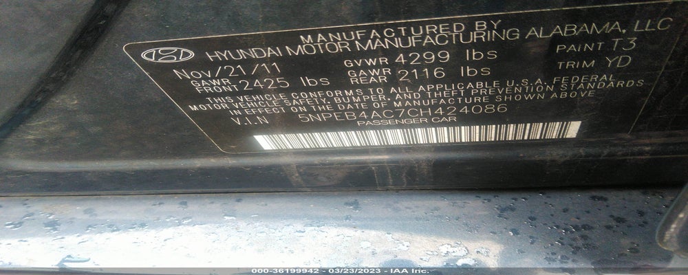 5NPEB4AC7CH424086 2012 HYUNDAI SONATA photo no. 9