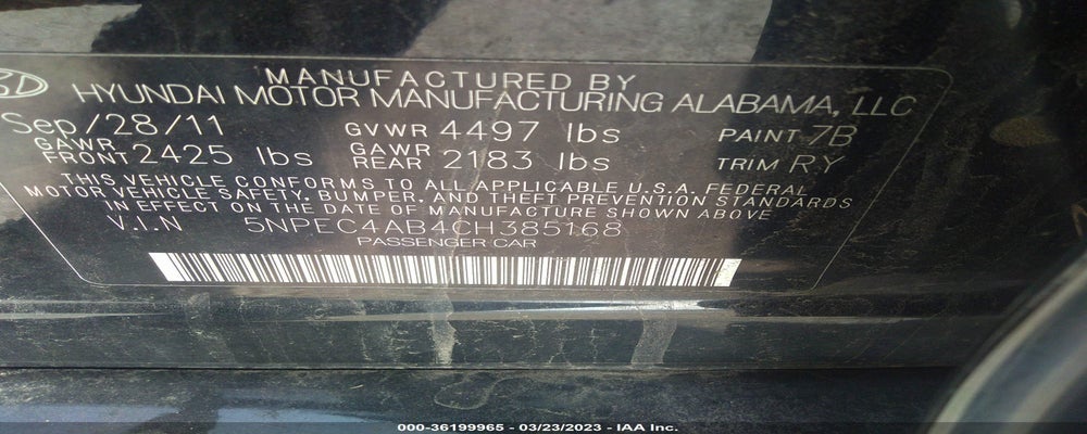 5NPEC4AB4CH385168 2012 HYUNDAI SONATA photo no. 9