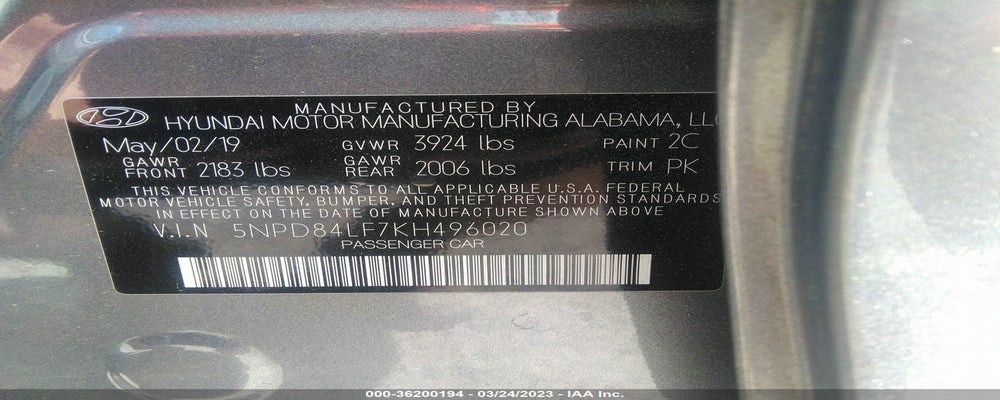 5NPD84LF7KH496020 2019 HYUNDAI ELANTRA photo no. 9