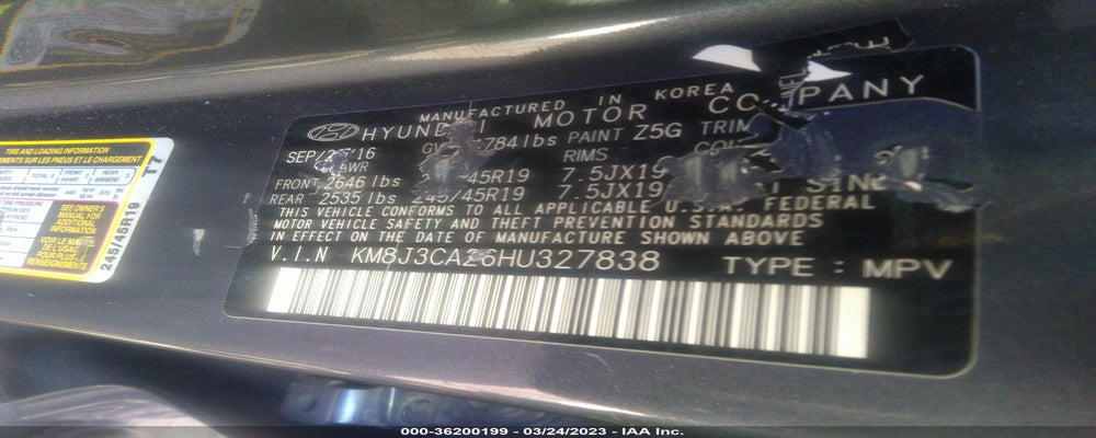 KM8J3CA26HU327838 2017 HYUNDAI TUCSON photo no. 9