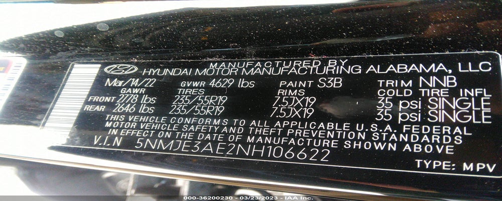 5NMJE3AE2NH106622 2022 HYUNDAI TUCSON photo no. 9