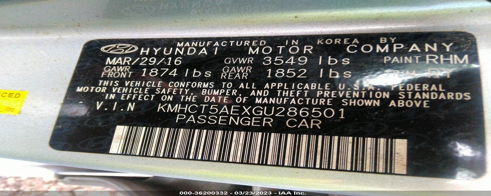 KMHCT5AEXGU286501 2016 HYUNDAI ACCENT photo no. 9