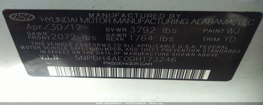 5NPDH4AE0DH173246 2013 HYUNDAI ELANTRA photo no. 9