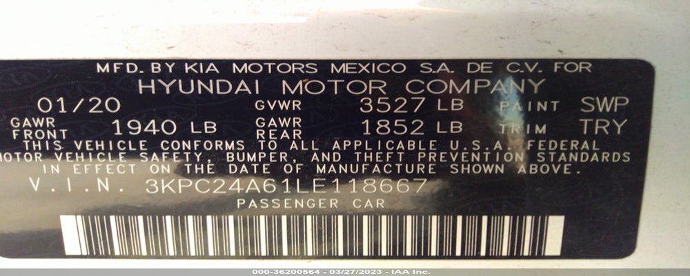 3KPC24A61LE118667 2020 HYUNDAI ACCENT photo no. 9