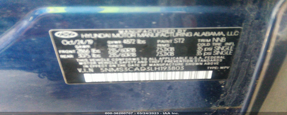 5NMS3CAD3LH193803 2020 HYUNDAI SANTA FE photo no. 9