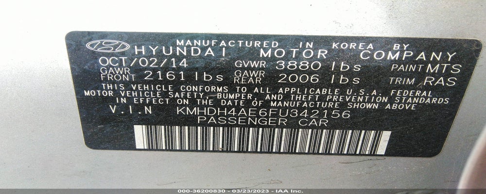 KMHDH4AE6FU342156 2015 HYUNDAI ELANTRA photo no. 9