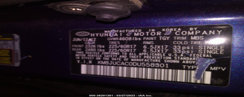 KM8JUCAC0DU558301 2013 HYUNDAI TUCSON photo no. 9