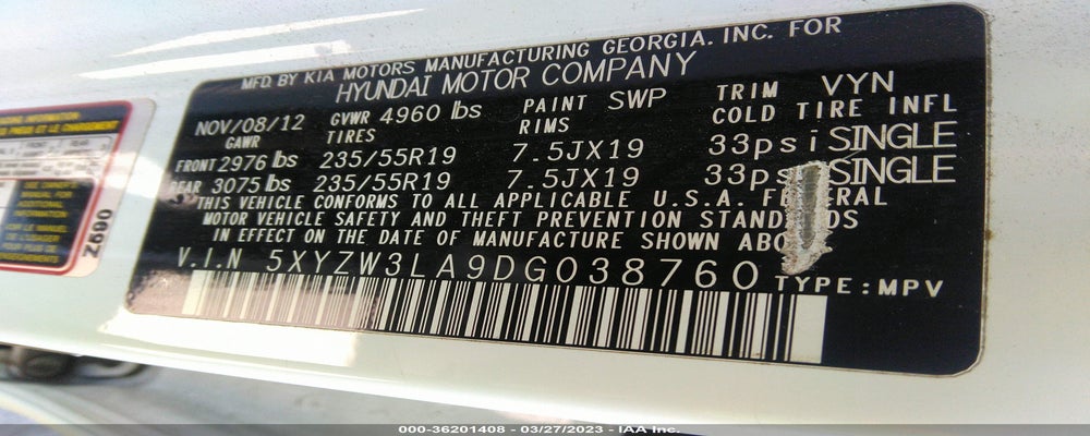 5XYZW3LA9DG038760 2013 HYUNDAI SANTA FE SPORT photo no. 9