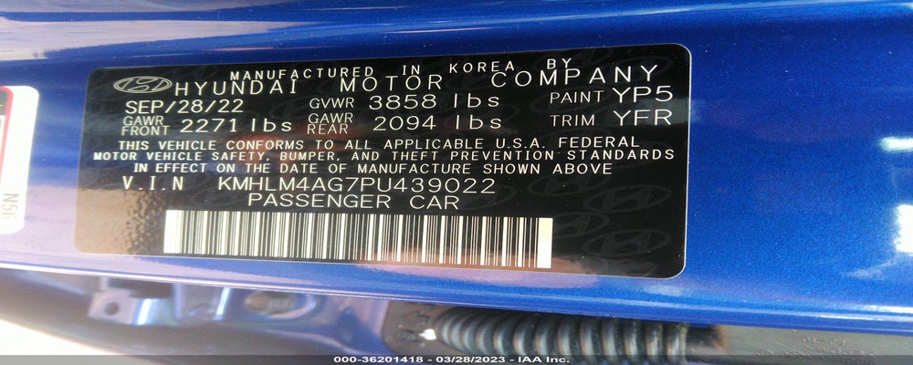 KMHLM4AG7PU439022 2023 HYUNDAI ELANTRA photo no. 9