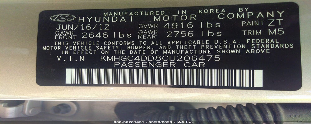 KMHGC4DD8CU206475 2012 HYUNDAI GENESIS photo no. 9