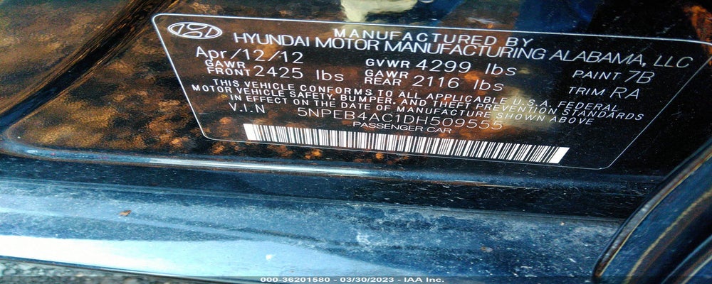 5NPEB4AC1DH509555 2013 HYUNDAI SONATA photo no. 9