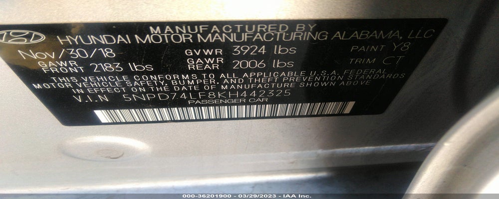 5NPD74LF8KH442325 2019 HYUNDAI ELANTRA photo no. 9