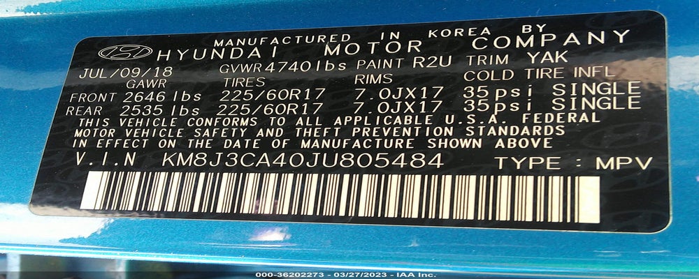 KM8J3CA40JU805484 2018 HYUNDAI TUCSON photo no. 9