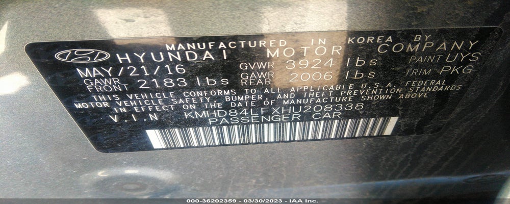 KMHD84LFXHU208338 2017 HYUNDAI ELANTRA photo no. 9