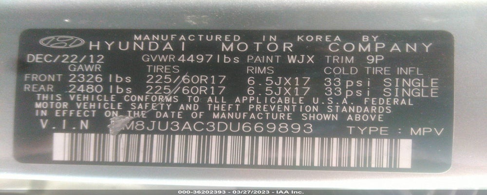 KM8JU3AC3DU669893 2013 HYUNDAI TUCSON photo no. 9