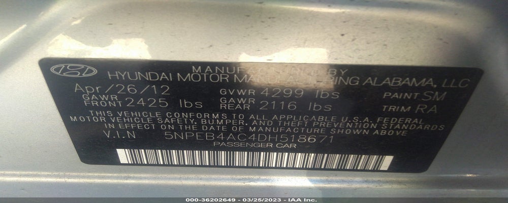 5NPEB4AC4DH518671 2013 HYUNDAI SONATA photo no. 9