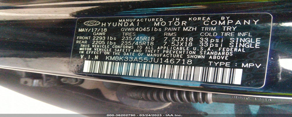 KM8K33A55JU146718 2018 HYUNDAI KONA photo no. 9