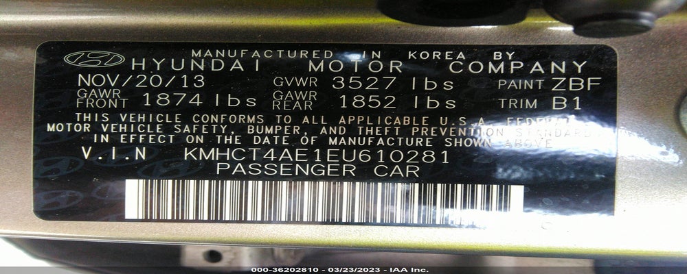 KMHCT4AE1EU610281 2014 HYUNDAI ACCENT photo no. 9