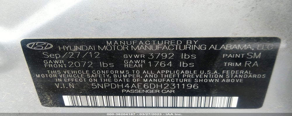 5NPDH4AE6DH231196 2013 HYUNDAI ELANTRA photo no. 9