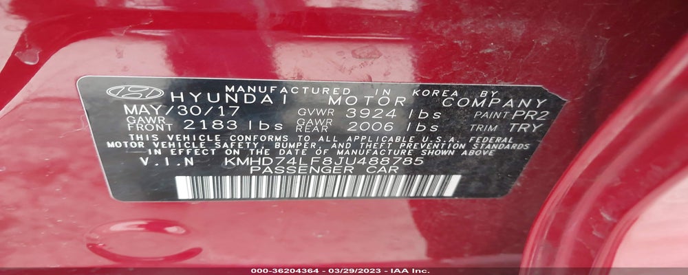 KMHD74LF8JU488785 2018 HYUNDAI ELANTRA photo no. 9