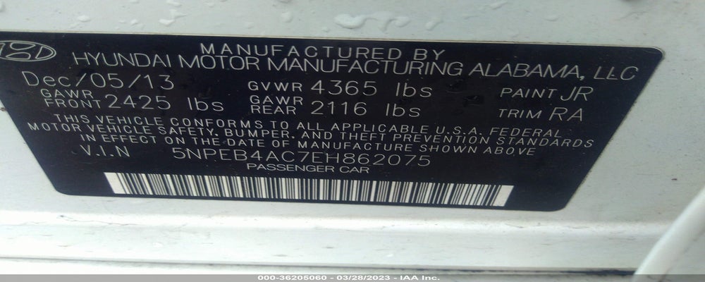 5NPEB4AC7EH862075 2014 HYUNDAI SONATA photo no. 9