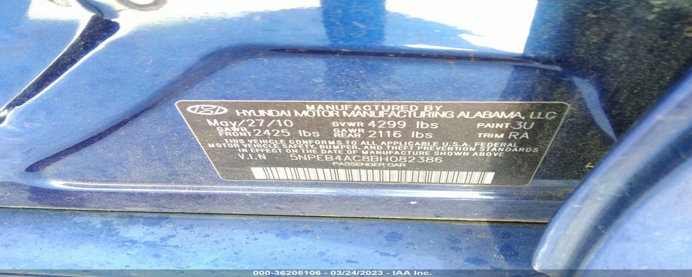 5NPEB4AC8BH082386 2011 HYUNDAI SONATA photo no. 9