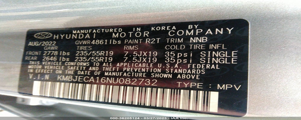 KM8JECA16NU082732 2022 HYUNDAI TUCSON HYBRID photo no. 9