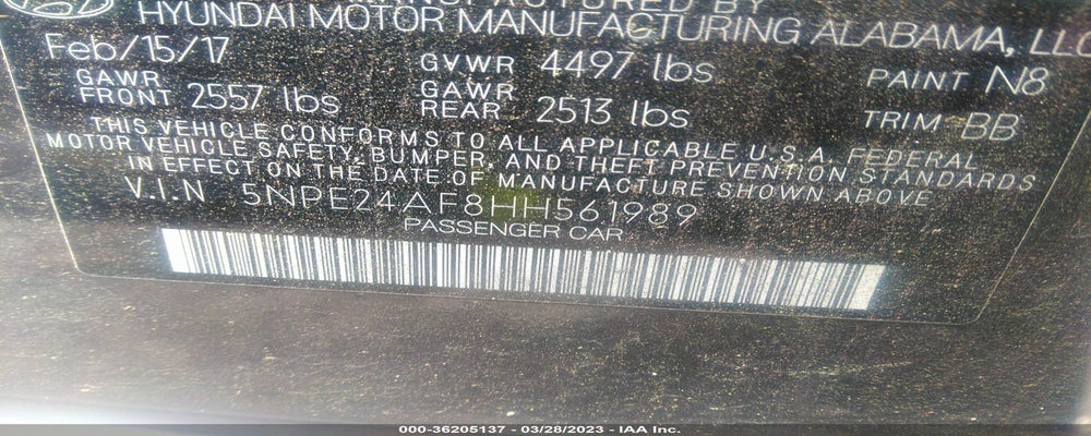 5NPE24AF8HH561989 2017 HYUNDAI SONATA photo no. 9