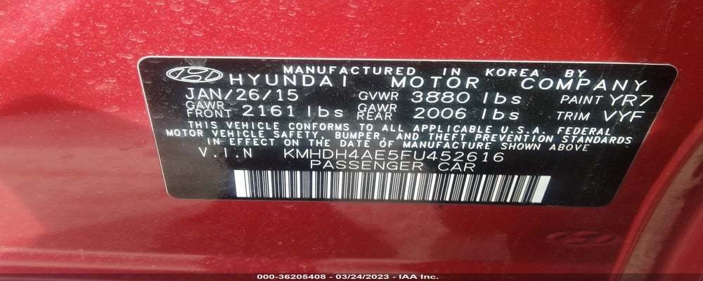 KMHDH4AE5FU452616 2015 HYUNDAI ELANTRA photo no. 9