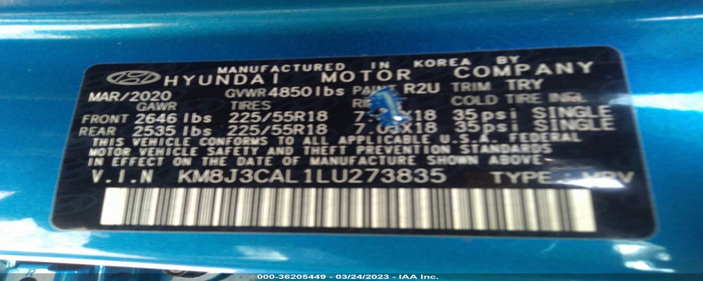 KM8J3CAL1LU273835 2020 HYUNDAI TUCSON photo no. 9