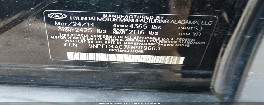 5NPEC4AC7EH919663 2014 HYUNDAI SONATA photo no. 9
