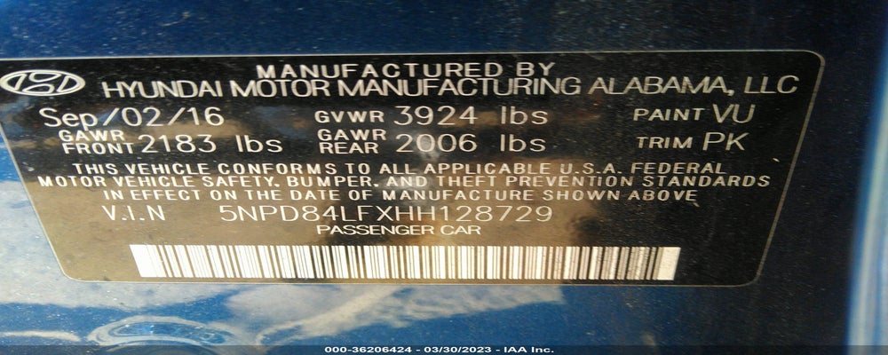 5NPD84LFXHH128729 2017 HYUNDAI ELANTRA photo no. 9