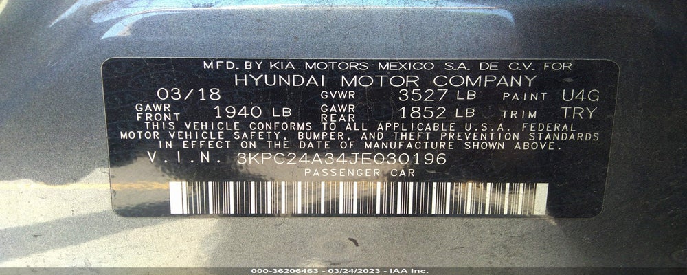 3KPC24A34JE030196 2018 HYUNDAI ACCENT photo no. 9