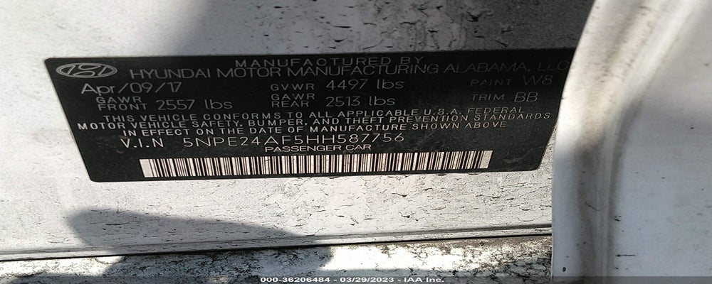 5NPE24AF5HH587756 2017 HYUNDAI SONATA photo no. 9