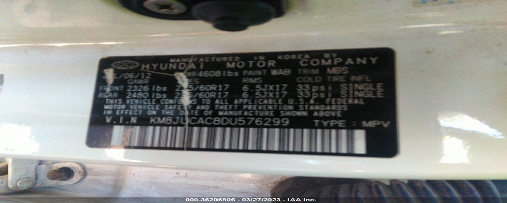 KM8JUCAC8DU576299 2013 HYUNDAI TUCSON photo no. 9