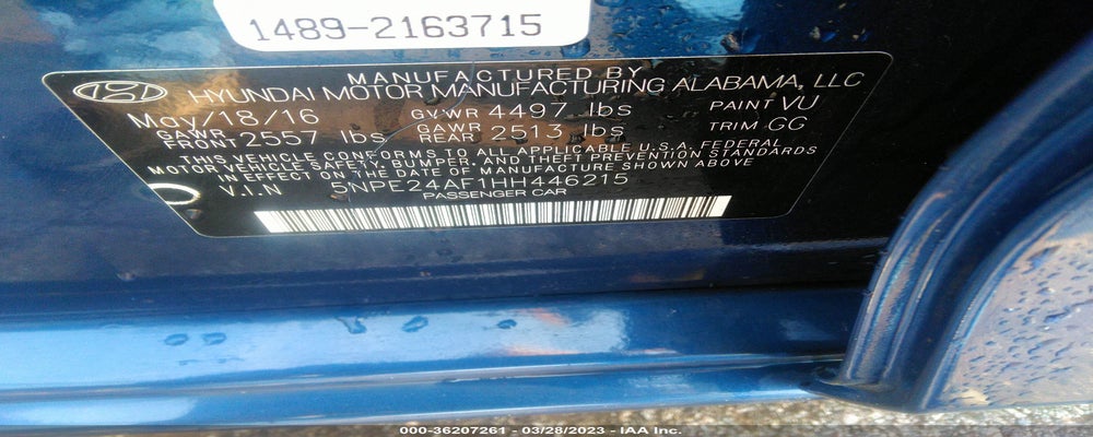5NPE24AF1HH446215 2017 HYUNDAI SONATA photo no. 9