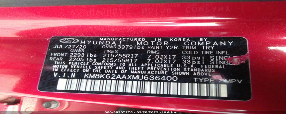 KM8K62AAXMU636400 2021 HYUNDAI KONA photo no. 9