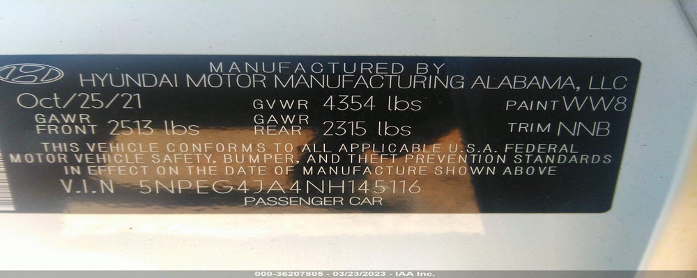 5NPEG4JA4NH145116 2022 HYUNDAI SONATA photo no. 9