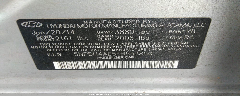 5NPDH4AE5FH553850 2015 HYUNDAI ELANTRA photo no. 9
